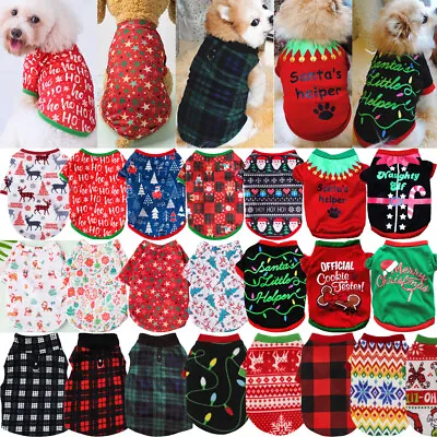 Buy Pet Christmas Clothes Puppy Dog Jumper Small Yorkie Chihuahua Cat T-shirt Outfit • 7.25£