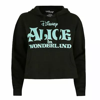Buy Official Disney Ladies Alice Logo Cropped Hood Black S-XL • 22.49£