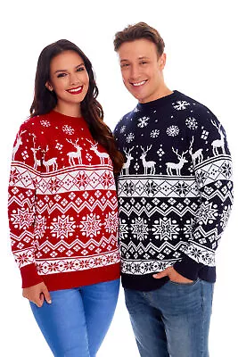 Buy New Unisex Christmas Jumper Novelty Fairisle Nordic Men Women Santa Xmas Sweater • 14.36£