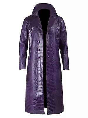 Buy Sucide Squad Joker Halloween Cosplay Costume Faux Full Length Trench Coat • 139.99£