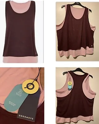 Buy M&S GOODMOVE Range Scoop Neck Double Layer Vest Top Gym Activewear Pink Mix 20 • 12.99£