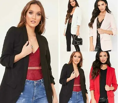 Buy New Womens Ladies Frill Ruffle Long Sleeve Open Front Duster Coat Jacket Blazers • 11.99£