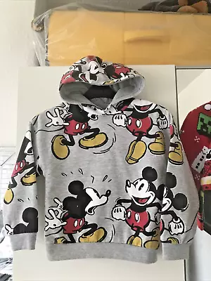 Buy Primark Age 6-7 Years Grey Multi Disney Mickey Mouse Pullover Long Sleeve Hoodie • 1.95£