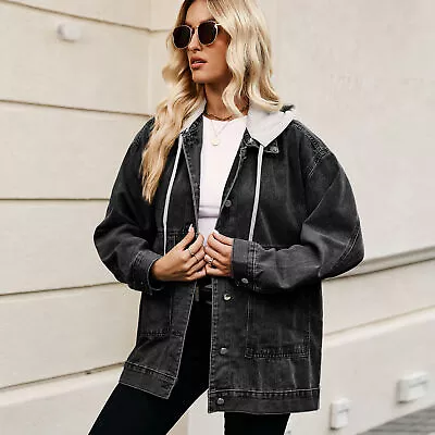 Buy Womens Casual Denim Jacket Pocket Baggy Loose Button Loose Jeans Coats PLUS SIZE • 27.59£