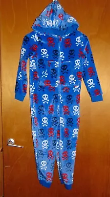 Buy M&S Lounge Suit Pyjamas Supersoft Fleece All-In-One 'Skulls' 9-10y Blue Mix BNWT • 18.99£