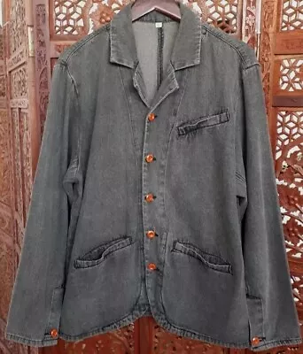 Buy Men's Grey Denim Button Up Blazer/ Jacket Large • 20£