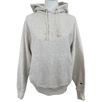 Buy Champion The WRKT Reverse Weave Smiley Face Hooded Hoodie Sweatshirt Cream Small • 18.47£
