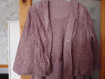 Buy New Ladies Lace Dress And Jacket. Very Pretty Size 24/26 Dusky Pink  • 25£