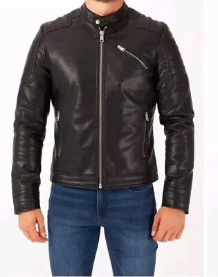 Buy HARDCORE Mens Empire Faux Leather Biker Jacket Size XL  • 39£