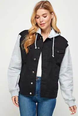 Buy Blue Age Women's Denim Jacket With Fleece Hoodies • 45.68£