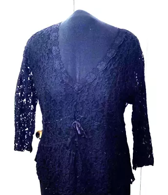 Buy Vintage Season 7 Top Woman's Blouse Plus SIze 22-24 Black Lace Long Sleeve • 4.31£
