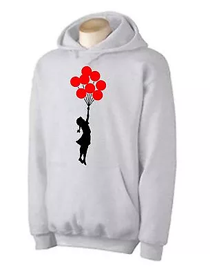 Buy BANKSY BALLOON GIRL HOODY - Graffiti Art T-Shirt Balloons - Choice Of Colours • 25.95£