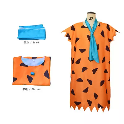 Buy Cosplay The Flintstones Fred T-Shirt Scarf Halloween Adult Kids Fancy Dress Suit • 18£