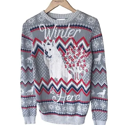 Buy Game Of Thrones Ugly Christmas Sweater Fair Isle Winter Is Here Ghost Wolf SZ M • 23.74£