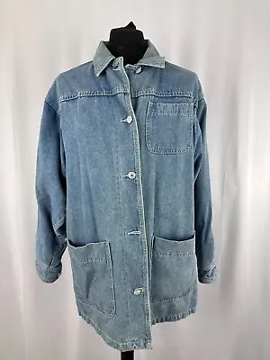 Buy Mens Denim Jacket Shirt Light Washed Blue Cotton Large 42 In Unbranded Heavy • 35£