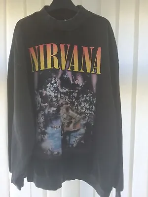 Buy Nirvana Unplugged In New York Acid Wash Graphic Sweatshirt Womens Medium • 17.99£