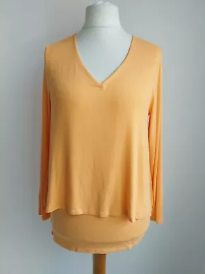Buy KETTLEWELL Top Orange Double Layer Long Sleeve V Neck Size Large  • 20£