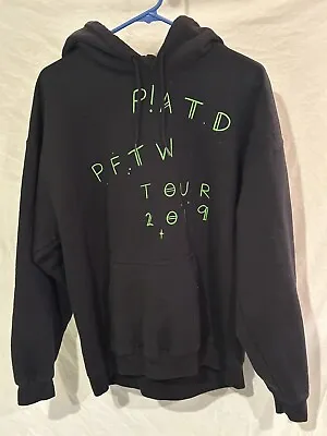 Buy PANIC AT THE DISCO Mens Black Hoodie Long Sleeve Black Large Tour 2019 PFTW • 14.17£