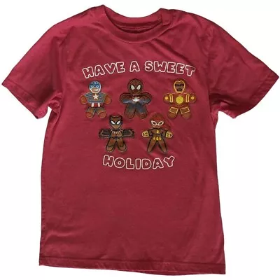 Buy EUC Marvel  Have A Sweet Holiday  Christmas Gingerbread Cookie Heroes Tee, M (8) • 8.64£