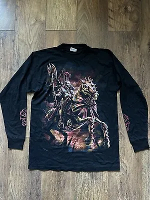 Buy Long Sleeve Shirt Skeleton Knight On Horseback Werewolf Vampire Bat Pentagram M • 11.90£