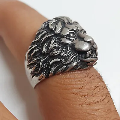 Buy AWESOME Unique Sterling Silver 925 Mens Ring King Lion Biker Rocky Hand Jewelry • 47.25£