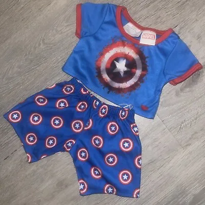 Buy Build A Bear Captain America Pajamas 2 Piece PJs Marvel Superhero Blue • 7.99£
