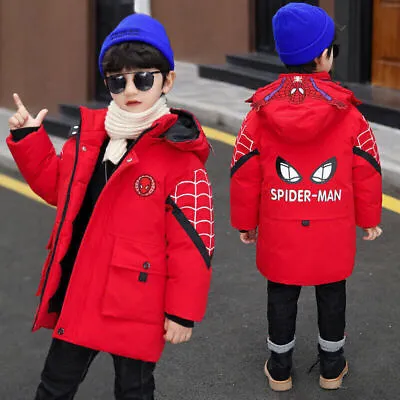 Buy Kids Boys Spiderman Hooded Jacket Winter Coat Parka Outerwear UK • 19.26£