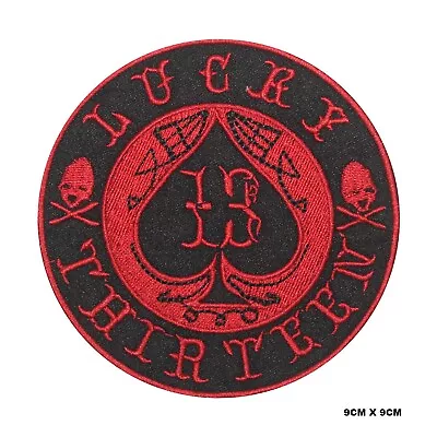 Buy Lucky 13 Skull Circle Biker Logo Embroidered Patch Iron On/Sew On Patch Batch • 2.09£