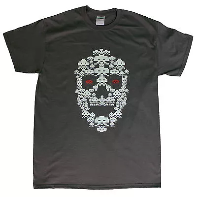 Buy Skull Space Invader Dark Grey T Shirt • 5.99£