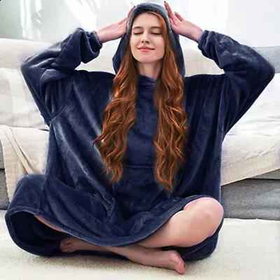 Buy Extra Long Hoodie Blanket Oversized Soft Sherpa Fleece Giant Hooded Sweatshirt • 16.95£