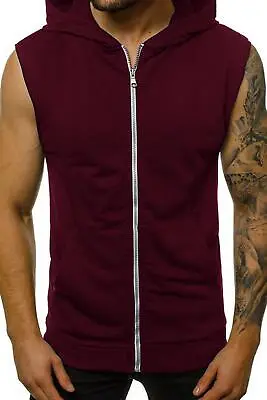 Buy Mens Sleeveless Sweatshirt Zip Up Gillet Hoodie Hooded Lightweight Hoody Top • 7.49£