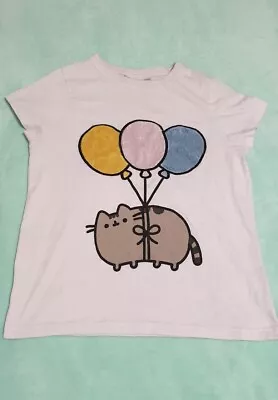 Buy Pusheen Cat Furry Fluffy 3D Balloons Bow Tie Cotton Tshirt Casual Summer Top • 4.99£