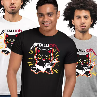 Buy Metallica T-shirt Funny Cat With The Guitar Music T-shirt, Positive Quote Tee • 14.99£