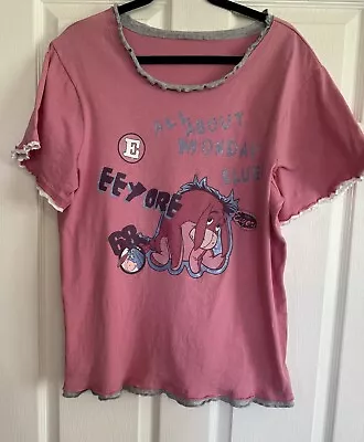 Buy Vintage 90s Disney Winnie The Pooh Eeyore Shirt Med Pink All About Monday Blues • 15.43£