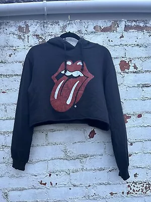 Buy Rolling Stones And Finally @ Topshop Printed Cropped Hoodie Sweater UK 10 • 20£