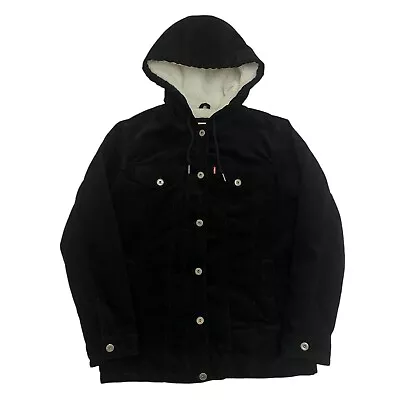 Buy Levi's Corduroy Jacket Sherpa Lined Black Womens XS Hooded Full Zip • 34.99£