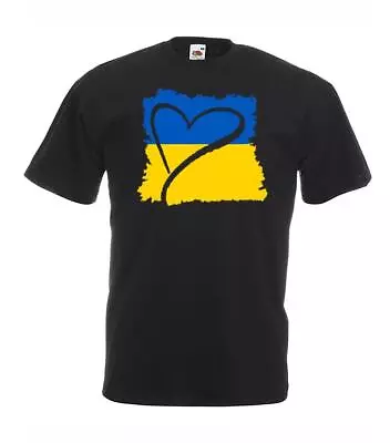 Buy Unisex Black Heart Goes Out To Ukraine Hand Drawn Love Heart T-Shirt • 12.95£