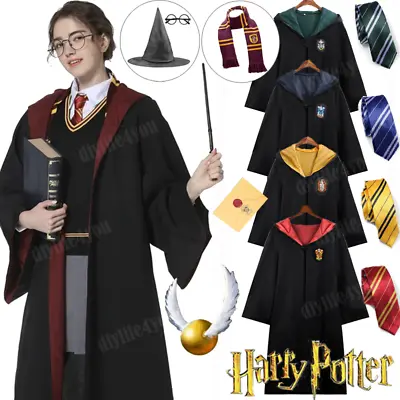 Buy UK Harry Potter Robe Cloak Tie Costume Scarf Gryffindor Ravenclaw Hat Glass Wand • 10.59£