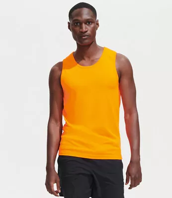 Buy SOL'S Sporty Performance Tank Top - Mens 100% Polyester Plain Vest Tee - 02073 • 5.95£