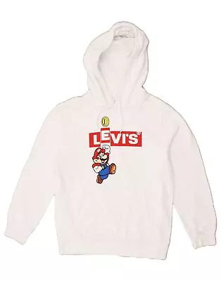 Buy LEVI'S Womens Super Mario Graphic Hoodie Jumper UK 6 XS White Cotton BL01 • 32.95£