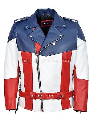 Buy Captain America Jacket The First Avenger Version Real Cow Hide Leather Jacket • 129.73£
