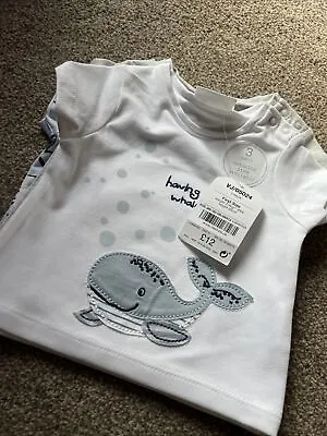 Buy Next Baby Boys First Size (7.8 Lbs) Whale T-shirts 3 Pack • 9£