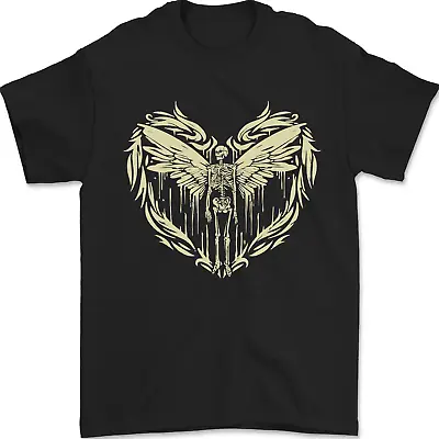 Buy Heaven Angel Skeleton In A Heart Skull Mens T-Shirt 100% Cotton • 8.49£