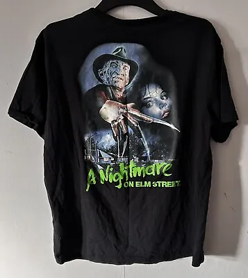 Buy H&M Warner Bros Mens L Nightmare On Elm Street Graphic Print Black Tshirt Top • 19.99£