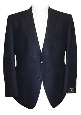 Buy SCOTT Pure New Wool Tweed Navy Over Check Sports Jacket In Chest Size 40 To 60 • 114.49£