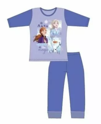 Buy Disney Frozen 2 Anna & Elsa Girls Long Pyjamas  9-10 Years 100% Cotton • 7.99£