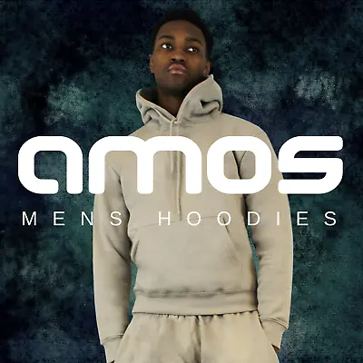 Buy AMOS Mens Jersey Slim Fit Pullover Plain Casual Hoodie Hoody Sweatshirt XS - XXL • 8.49£