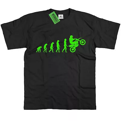 Buy Mens Evolution Of Ape To Kawasaki Motocross T Shirt - Wheelie Ninja Motor Bike • 12.99£