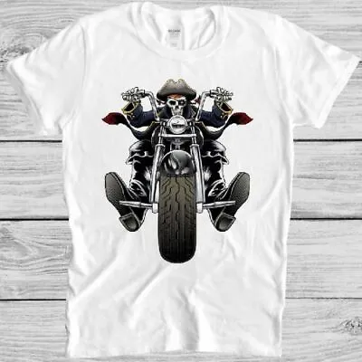 Buy Skull Biker T Shirt Pirate Harley Motorbike Ride Bike Vintage Cool Gift Tee M200 • 6.35£