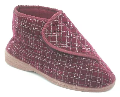 Buy Mens Size 6 8 11 Red Slip On Hook & Loop Strap Wide Fit Non Slip Boots Slippers • 8.99£
